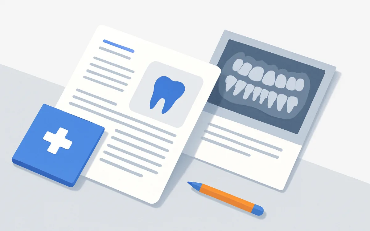 A patient and dentist discuss a dental implant treatment plan while reviewing documents and dental models together in a modern Turkish clinic.